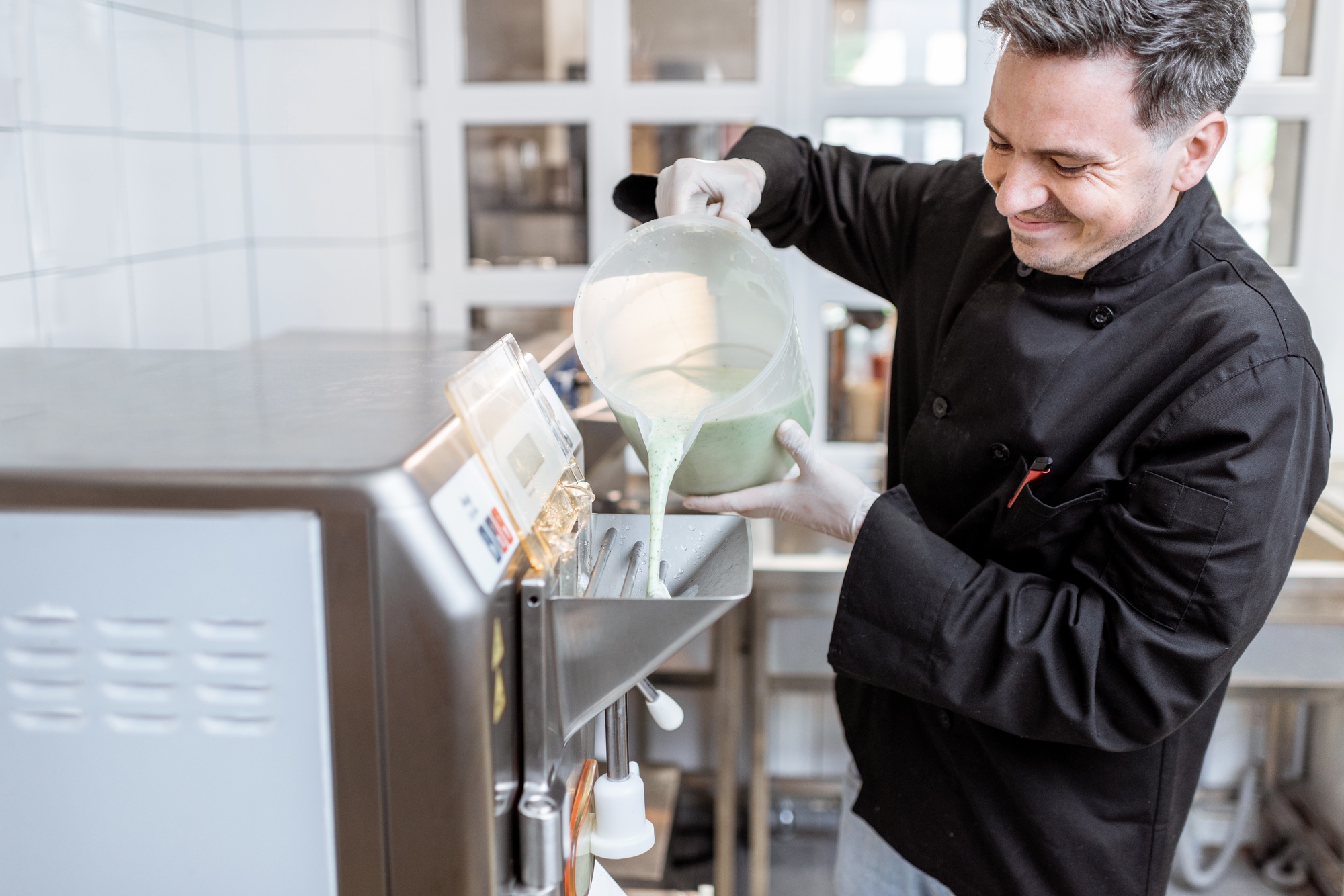 Chef making ice cream